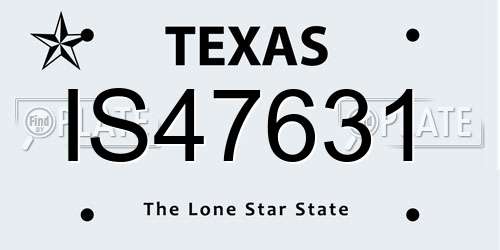 IS47631 Texas License Plate