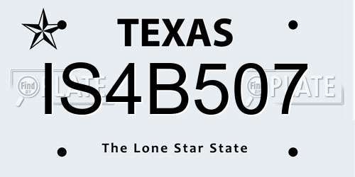 IS4B507 Texas License Plate