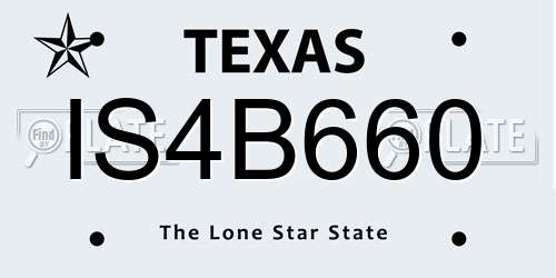 IS4B660 Texas License Plate