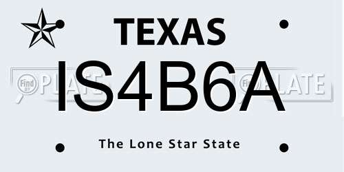 IS4B6A Texas License Plate