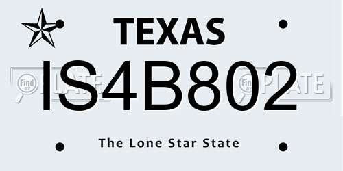 IS4B802 Texas License Plate