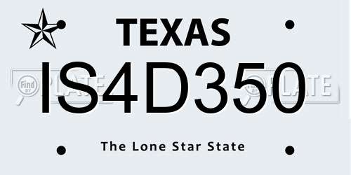 IS4D350 Texas License Plate