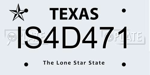 IS4D471 Texas License Plate