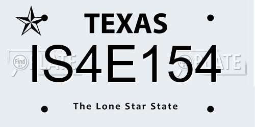 IS4E154 Texas License Plate