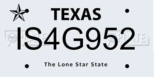IS4G952 Texas License Plate