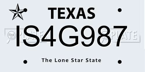 IS4G987 Texas License Plate