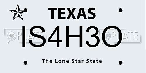 IS4H3O Texas License Plate