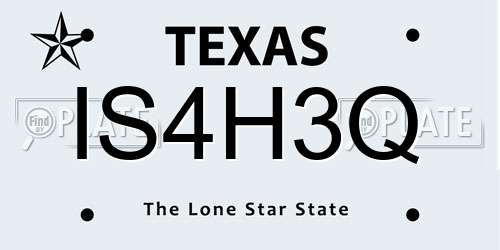 IS4H3Q Texas License Plate