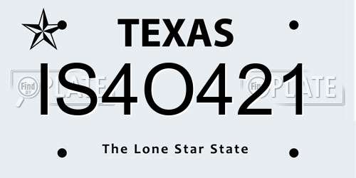IS4O421 Texas License Plate