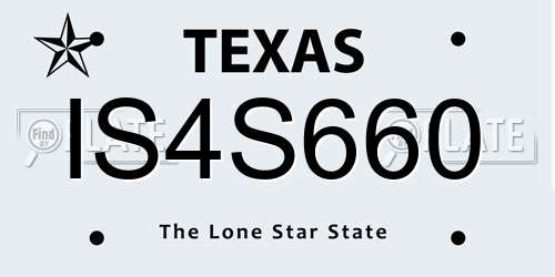 IS4S660 Texas License Plate