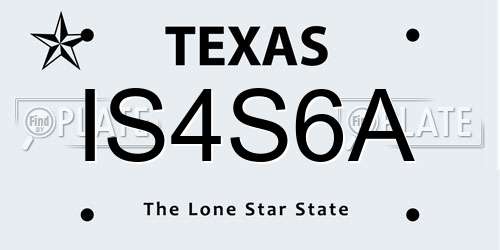 IS4S6A Texas License Plate