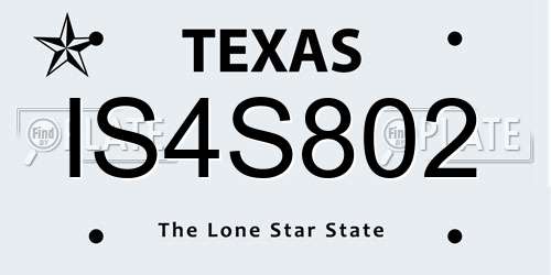 IS4S802 Texas License Plate