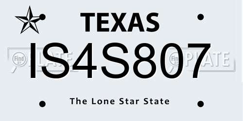 IS4S807 Texas License Plate