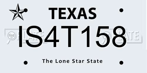 IS4T158 Texas License Plate
