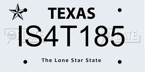 IS4T185 Texas License Plate