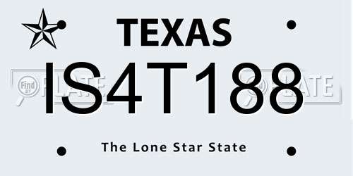 IS4T188 Texas License Plate