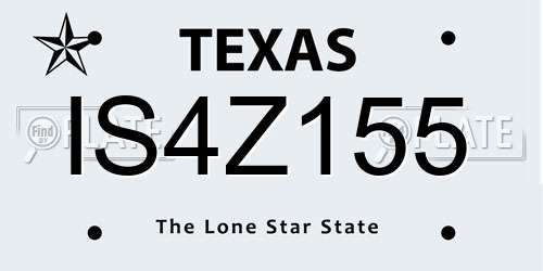 IS4Z155 Texas License Plate