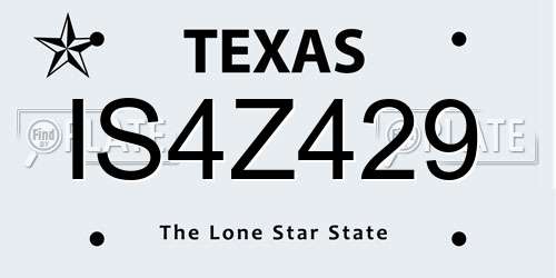 IS4Z429 Texas License Plate