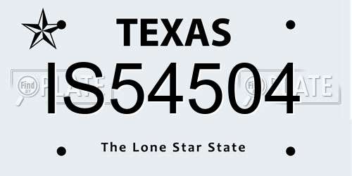 IS54504 Texas License Plate