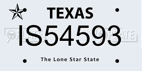 IS54593 Texas License Plate