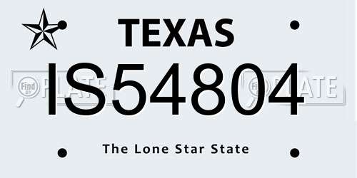 IS54804 Texas License Plate