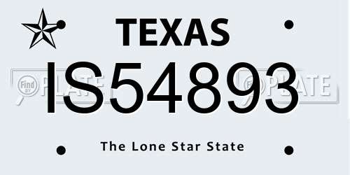 IS54893 Texas License Plate