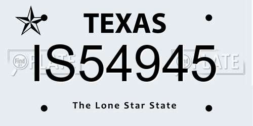 IS54945 Texas License Plate