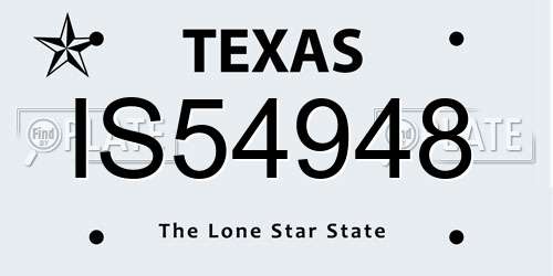 IS54948 Texas License Plate