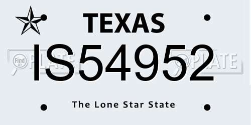 IS54952 Texas License Plate