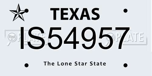 IS54957 Texas License Plate