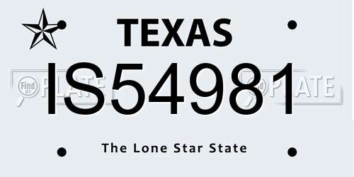 IS54981 Texas License Plate