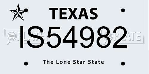 IS54982 Texas License Plate