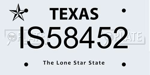 IS58452 Texas License Plate