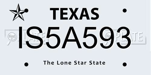 IS5A593 Texas License Plate