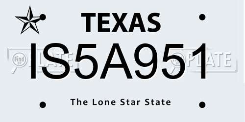 IS5A951 Texas License Plate