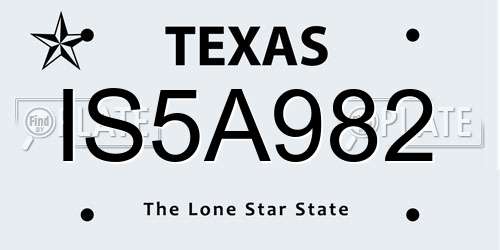 IS5A982 Texas License Plate
