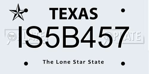 IS5B457 Texas License Plate