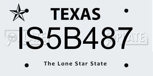 IS5B487 Texas License Plate