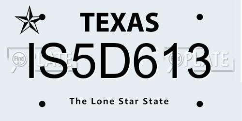 IS5D613 Texas License Plate