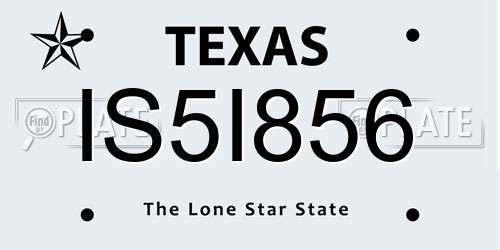 IS5I856 Texas License Plate