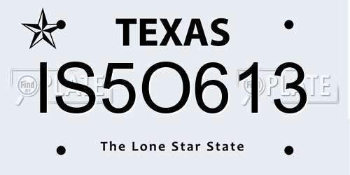 IS5O613 Texas License Plate