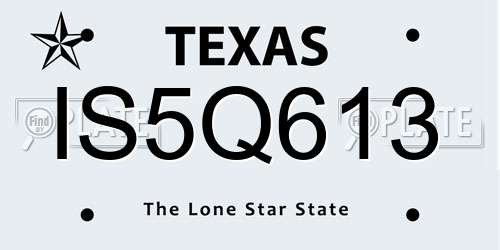 IS5Q613 Texas License Plate
