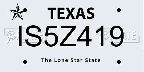 IS5Z419 Texas License Plate