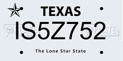 IS5Z752 Texas License Plate