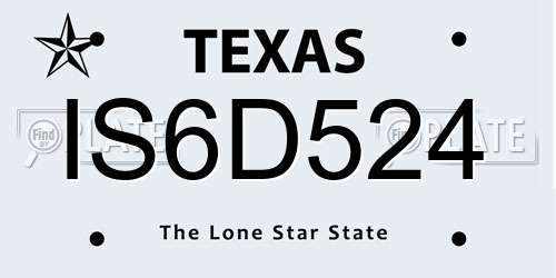 IS6D524 Texas License Plate