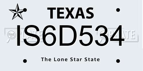 IS6D534 Texas License Plate