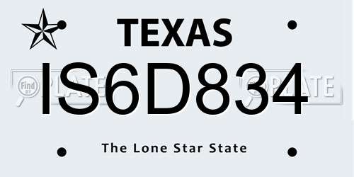 IS6D834 Texas License Plate