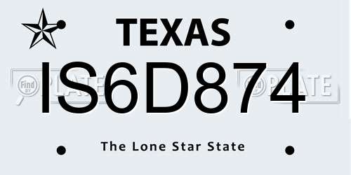 IS6D874 Texas License Plate