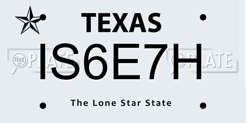 IS6E7H Texas License Plate