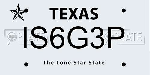IS6G3P Texas License Plate
